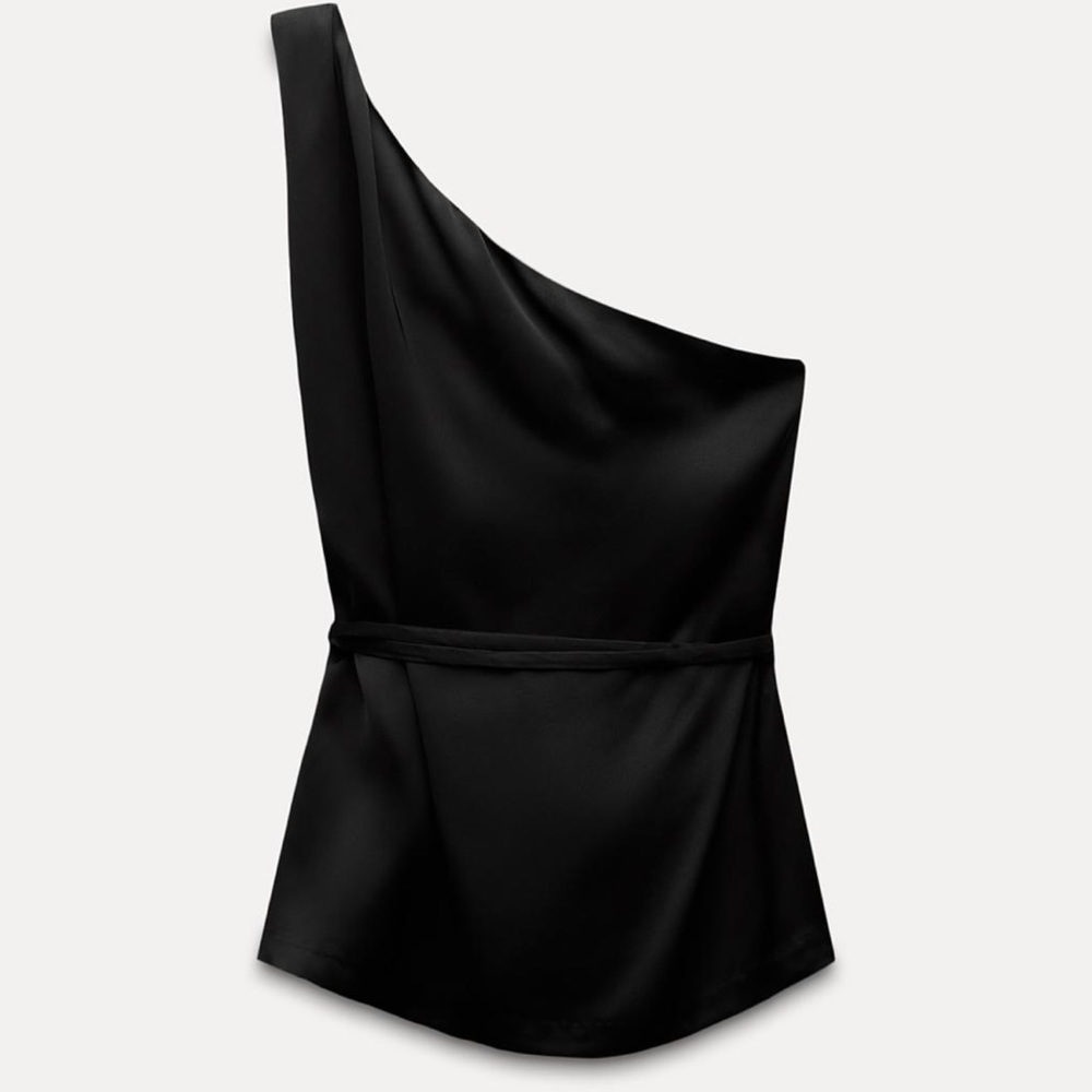 Zara Black One-Shoulder Blouse